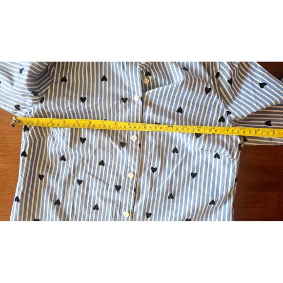 J Crew Heart, Striped, Button Down, Ruffled Neck, Blouse / Shirt, NWOT, Sz XS - Picture 7 of 12